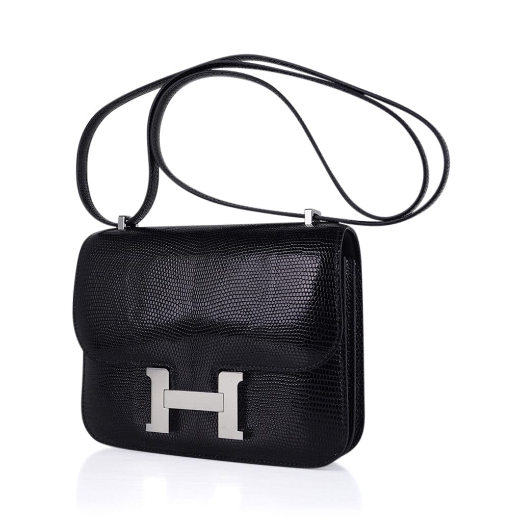 Hermes INSPIRED,Mini Constance Bag 18 Black Lizard with Palladium Hardware