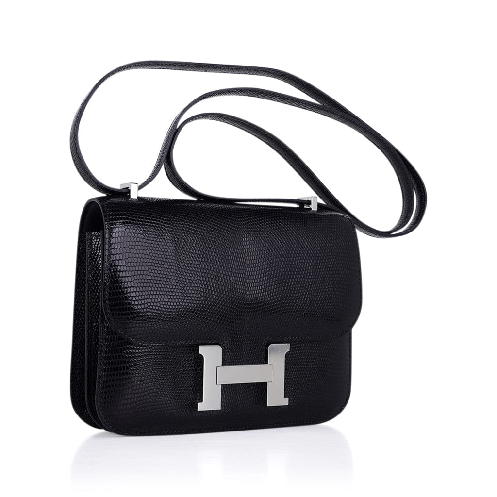 Hermes INSPIRED,Mini Constance Bag 18 Black Lizard with Palladium Hardware