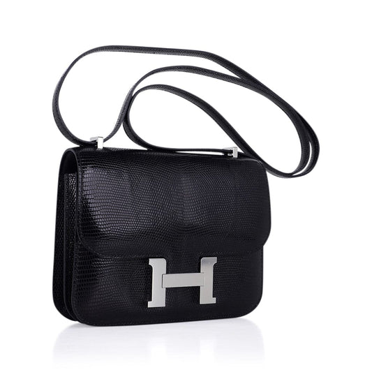 Hermes INSPIRED,Mini Constance Bag 18 Black Lizard with Palladium Hardware