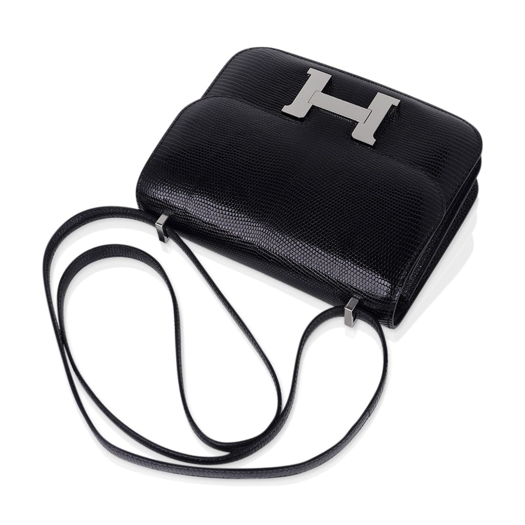 Hermes INSPIRED,Mini Constance Bag 18 Black Lizard with Palladium Hardware