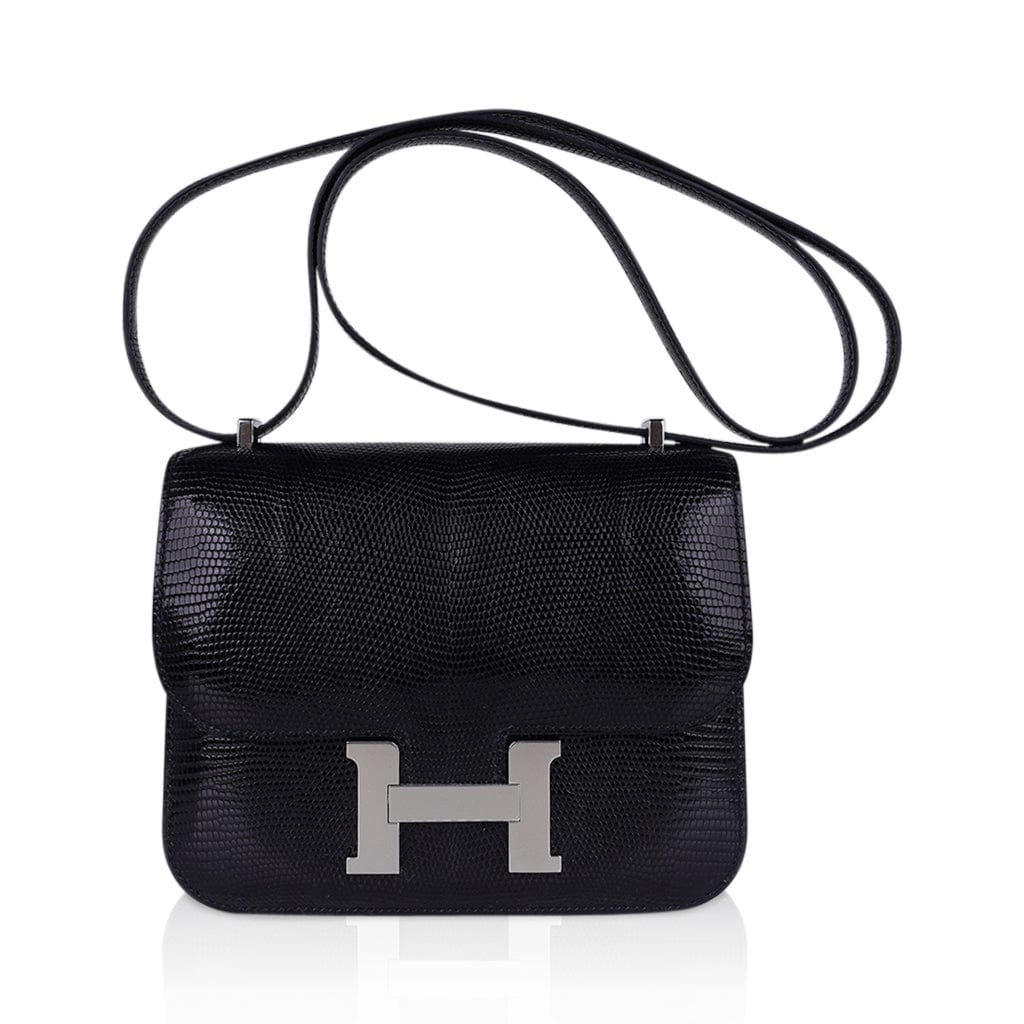 Hermes INSPIRED,Mini Constance Bag 18 Black Lizard with Palladium Hardware