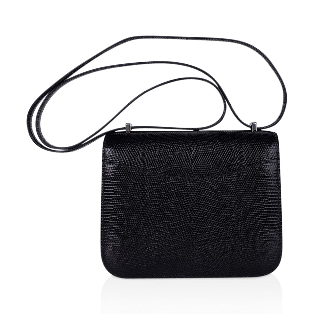 Hermes INSPIRED,Mini Constance Bag 18 Black Lizard with Palladium Hardware
