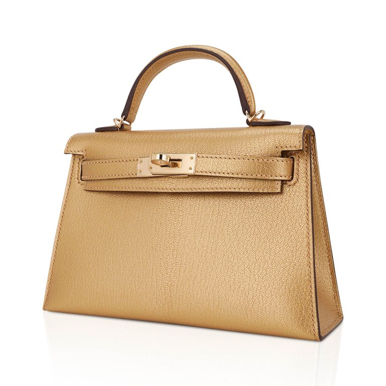 Hermes Inspired Genuine leather Metallic Dore bag