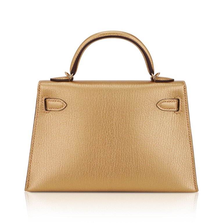 Hermes Inspired Genuine leather Metallic Dore bag